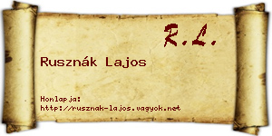 Rusznák Lajos névjegykártya